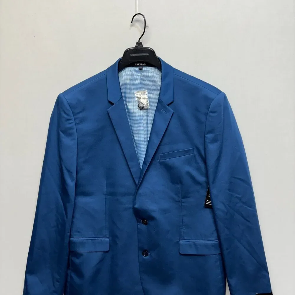 NWT Express Men Blazer Jacket Size 46L 46 Long Extra Slim Blue C085 -25